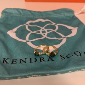 Green stone mini hoops